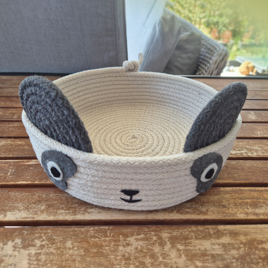 Teddy Grey White Cotton Rope Basket