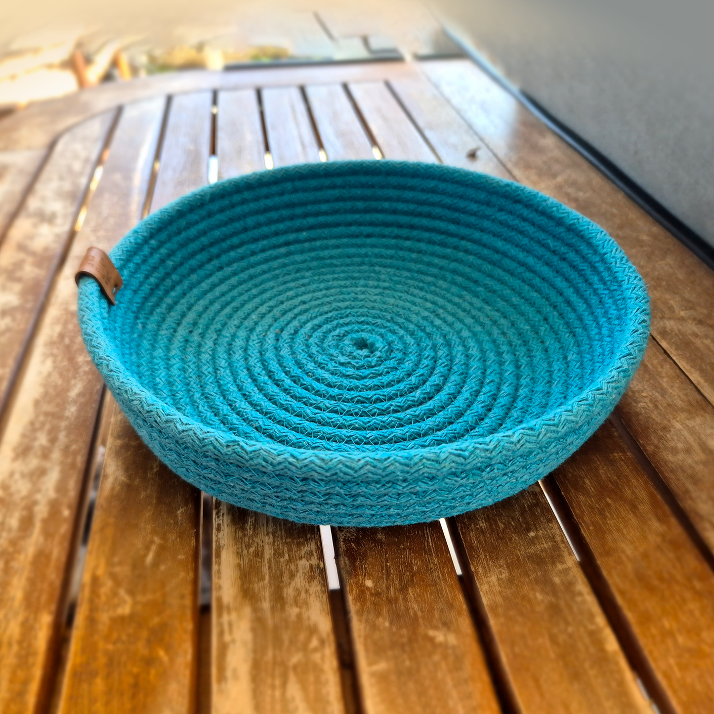 Blue Round Cotton Rope Basket